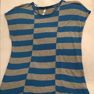 Women's Blue/Green and Gray Striped Top by Kensie